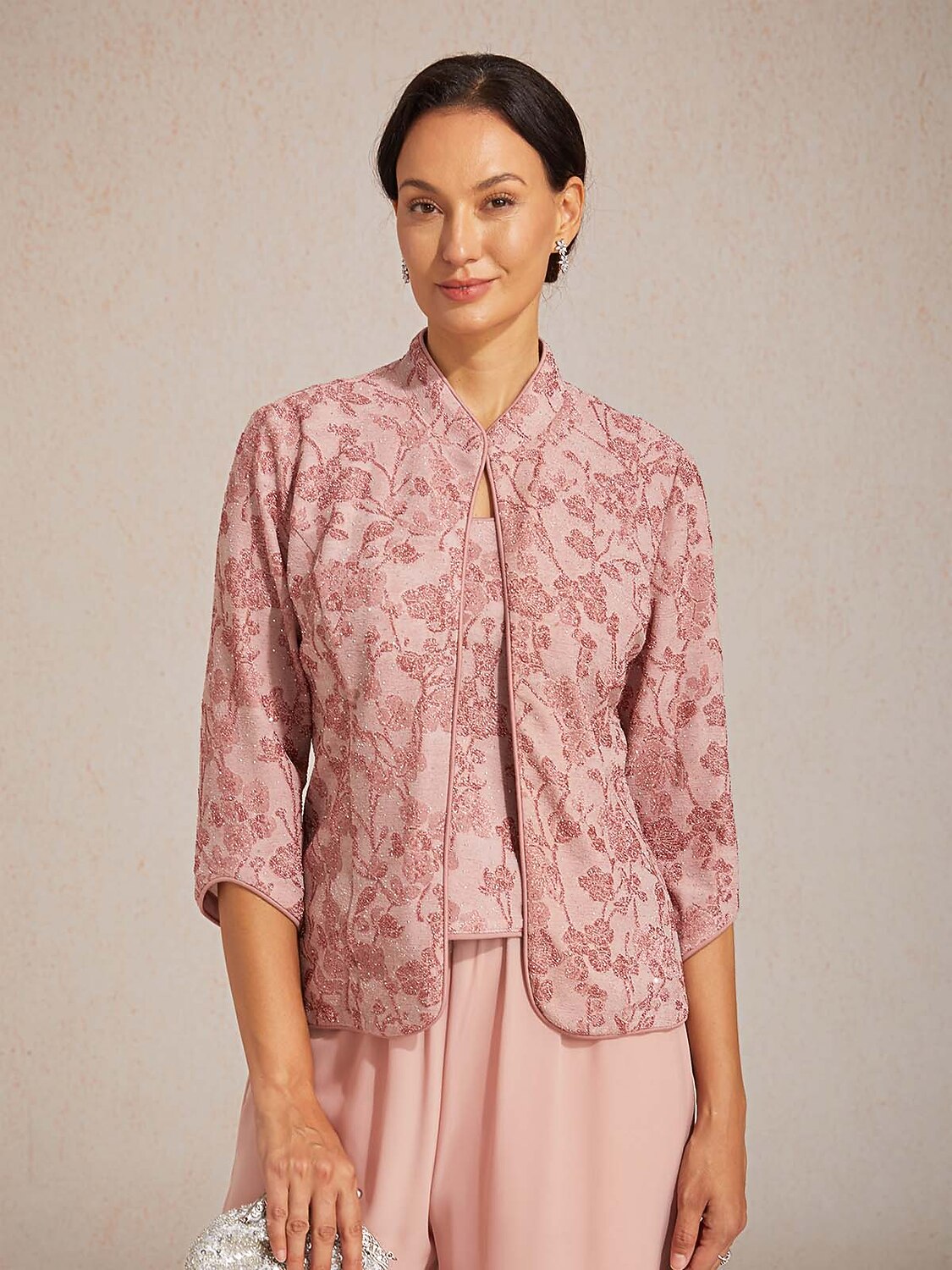 Rhinestone 3/4 Sleeve Twinset