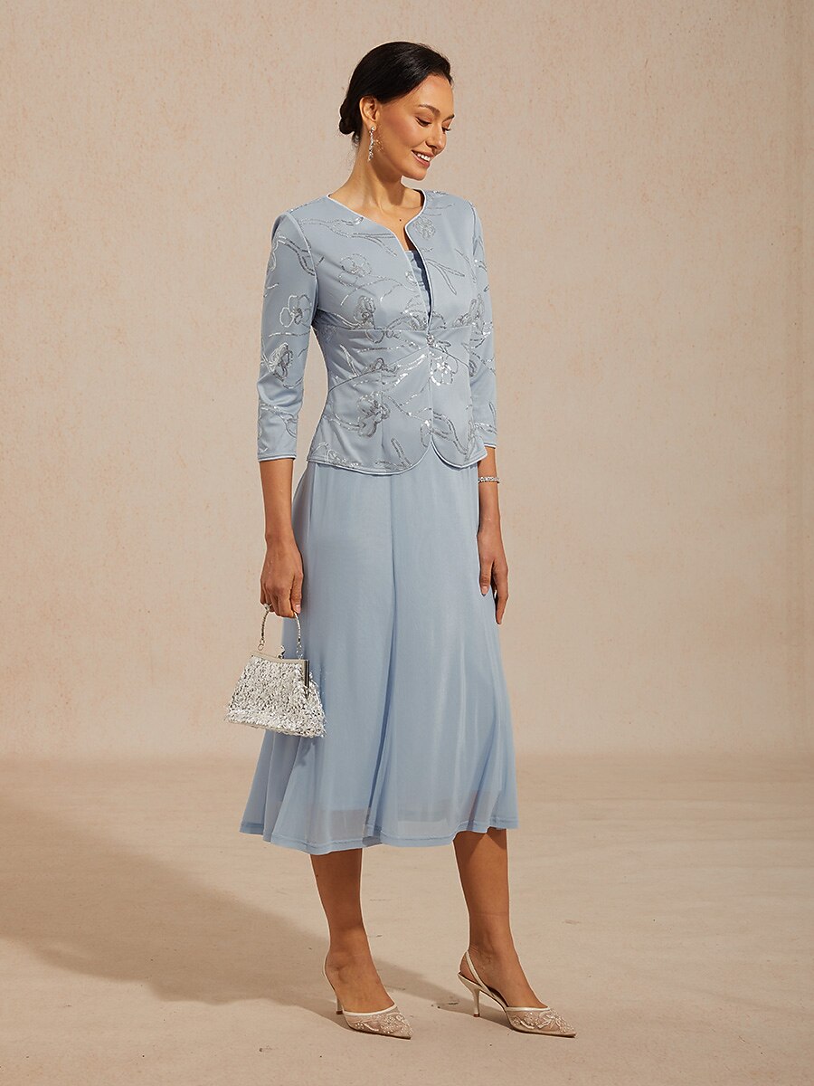 Midi Sequin Embroidered Jacket Dress