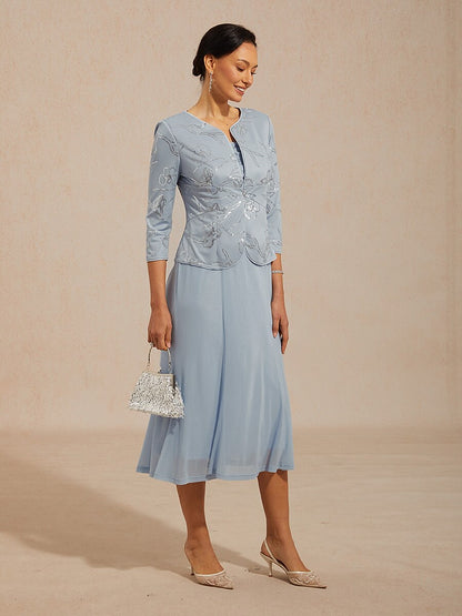 Midi Sequin Embroidered Jacket Dress