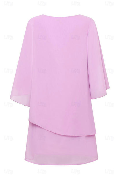 Ruffle Flared Sleeve Chiffon Dress