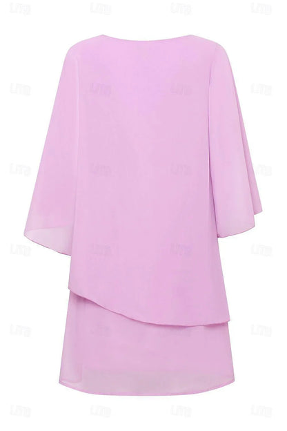 Ruffle Flared Sleeve Chiffon Dress
