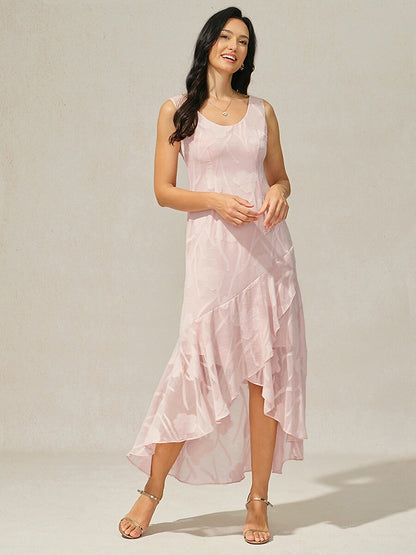Floral Chiffon Evening Gown with Asymmetrical Hem