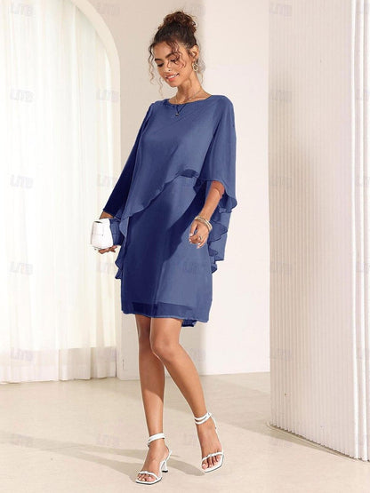 Ruffle Flared Sleeve Chiffon Dress