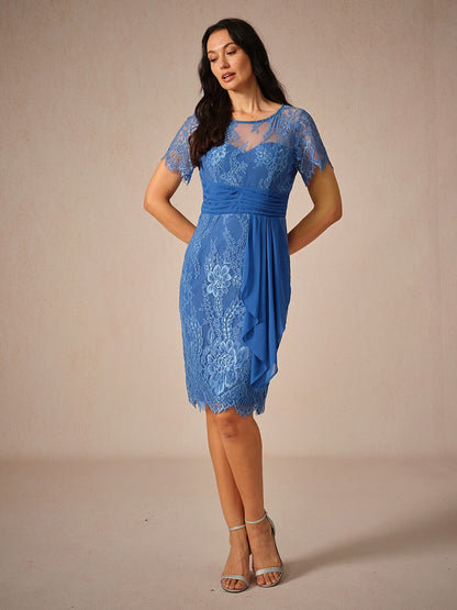 Lace Trim Chiffon Dress
