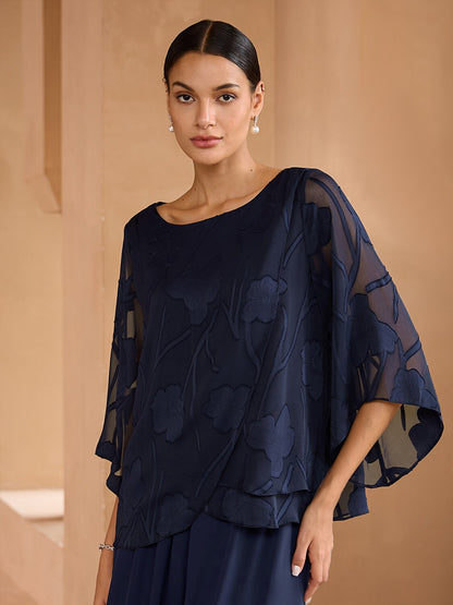 Floral Layered Chiffon Tops