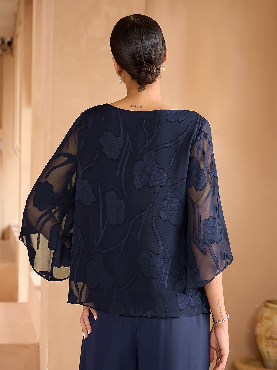 Floral Layered Chiffon Tops