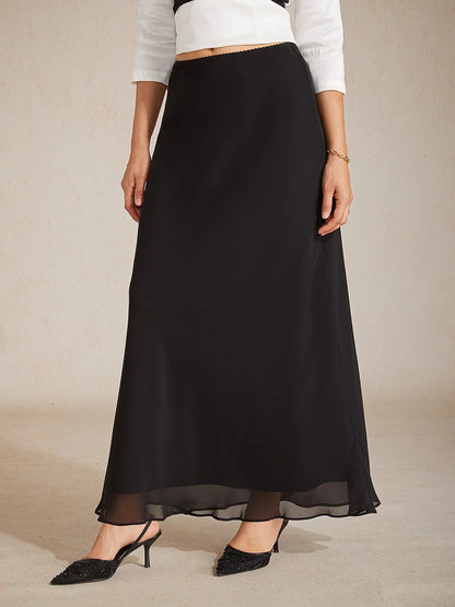 Maxi Chiffon Mid-Waist Skirts