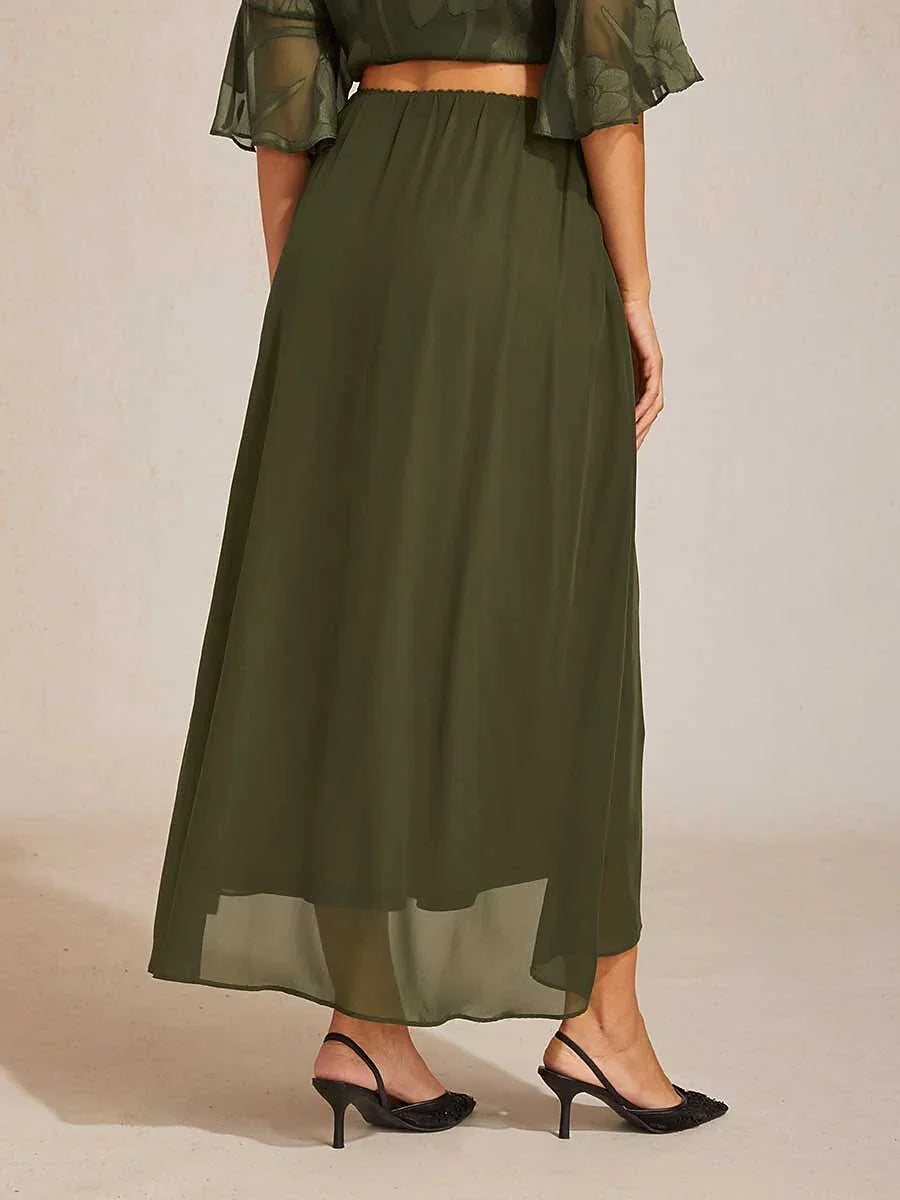 High-Low Overlay Chiffon Skirt with Lining